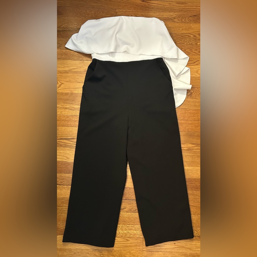 Anthropologie Donna Morgan Strapless Ruffle Jumpsuit Women’s Size 8 - Picture 4 of 9